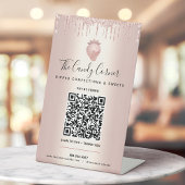 Signe De Table Rose Gold QR Code Payer ici Parties scintillant de