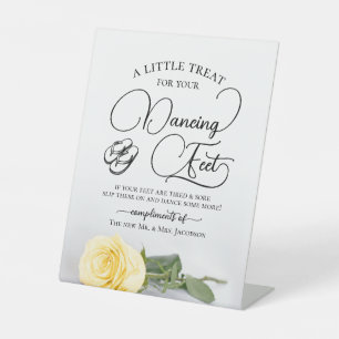 Signe De Table Rose jaune beurre Pieds dansants Tongs Mariage