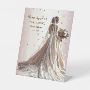 Signe De Table Rose Mariée d'hiver Mariée Golden Shiny Heart Part