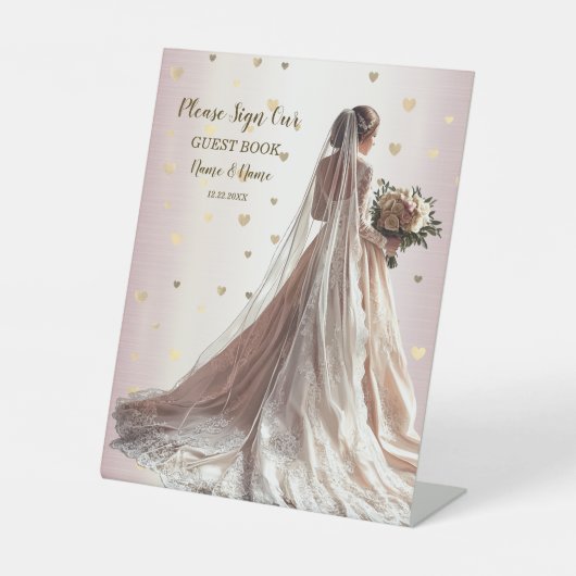 Signe De Table Rose Mariée d'hiver Mariée Golden Shiny Heart Part (Recto)