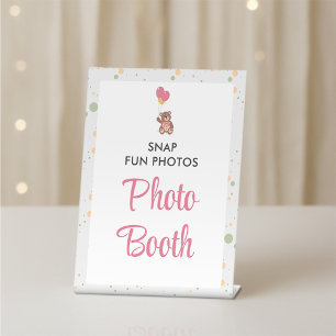 Signe De Table Rose mignonne fille Teddy ours Baby shower Photo B