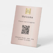 Signe De Table Rose or code QR enregistrement client bienvenue (Recto)