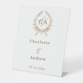 Signe De Table Rose or monogramme couronne mariage bienvenue (Recto)