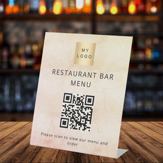 Signe De Table Rose or restaurant café bar menu scan code QR