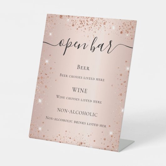 Signe De Table Rose or rousse parties scintillant scintille menu  (Recto)