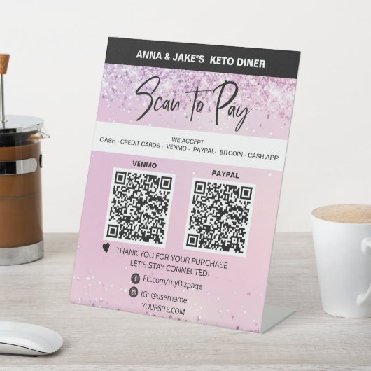 Signe De Table *~* ROSE - PAIEMENT 2 QR - Tente Table Tabletop (In SItu)