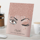 Signe De Table Rose Pink Gold Eyelashes Dripping Glitter (In SItu)