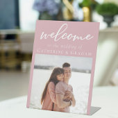 Signe De Table Rose romantique Couple rose Mariage photo Bienvenu