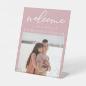 Signe De Table Rose romantique Couple rose Mariage photo Bienvenu (Recto)