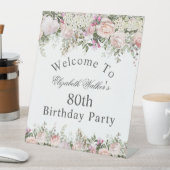 Signe De Table Rose rose féminine 80e anniversaire Bienvenue (In SItu)