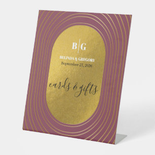 Signe De Table Rose Rose & Or Arc moderne Cartes de mariage Cadea