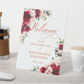 Signe De Table Rose rose rose rose Peony 90e anniversaire Bienven (In SItu)