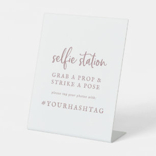 Signe De Table Rose Rustique Gold Selfie Station Mariage Hashtag