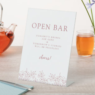 Signe De Table Rose Simple Élégant Cerise Blossom Open Bar