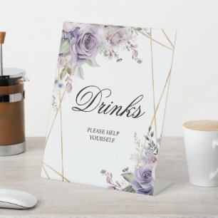 Signe De Table Rose violet & Blush Fleurs Douche Boissons Signale