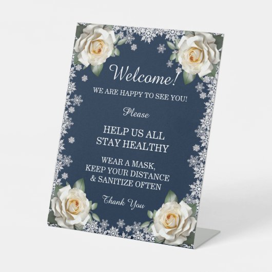 Signe De Table Roses blanches Flocon de neige Mesures de sécurité (Recto)