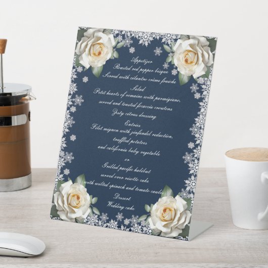 Signe De Table Roses blanches Snowflake Noël Menu Mariage (In SItu)