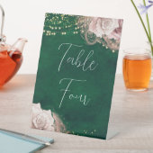 Signe De Table Roses d'aquarelle romantique Mariage sur Emerald G (In SItu)