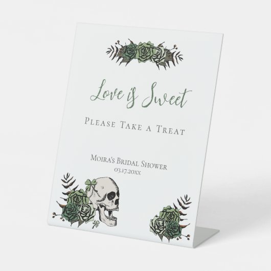 Signe De Table Roses de crâne blanches Faveurs de douche de maria (Recto)