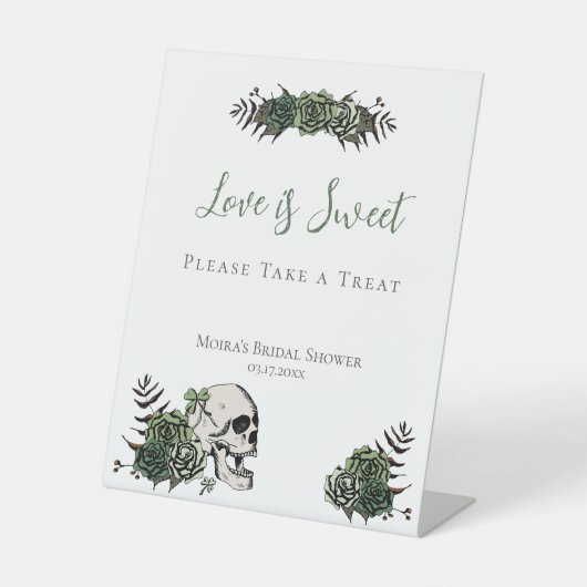 Signe De Table Roses de crâne blanches Faveurs de douche de marié (Recto)