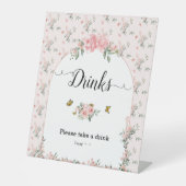 Signe De Table Roses roses roses élégantes et Baby shower papillo (Recto)