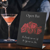 Signe De Table Roses rouges Blanc noir Elégance intemporelle Open
