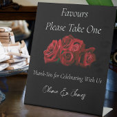 Signe De Table Roses rouges Blanc Noir Elégance Mariage Faveurs