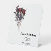 Signe De Table Roses rouges gothiques Squelette Mariage (Recto)