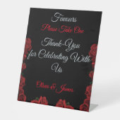 Signe De Table Roses rouges Noir mariage Faveurs (Recto)