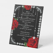 Signe De Table Roses Rouges Romantiques Et Diamants Menu Mariage (Recto)