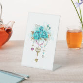 Signe De Table Roses turquoise avec touches (In SItu)