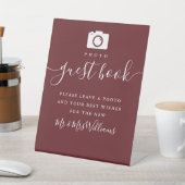 Signe De Table Rosewood Pink Élégant Script Photo Livre d'invité (In SItu)