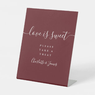 Signe De Table Rosewood Rose Élégant Script Amour Est Douce Faveu