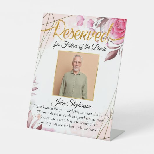 Signe De Table Rosy Floral Enregistrer un siège Photo Mariage Mem (Recto)