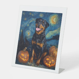 Signe De Table Rottweiler Chien Mignon Halloween Jack O Lanterne