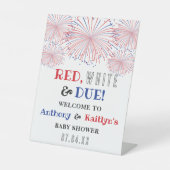 Signe De Table Rouge, Blanc & Due ! Accueil 4 juillet Baby shower (Recto)