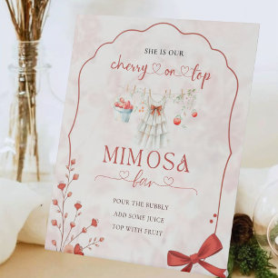 Signe De Table Rouge Bow Cherry Mimosa Bar   Élégant floral