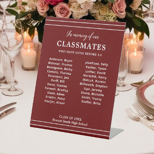 Signe De Table Rouge En Mémoire Des Classmates Noms Classe Réunio