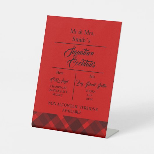 Signe De Table rouge noir écossais celtique tartan mariage motif (Recto)