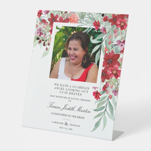 Signe De Table Rouge Shades Botanique Floral Garland traditionnel (Recto)