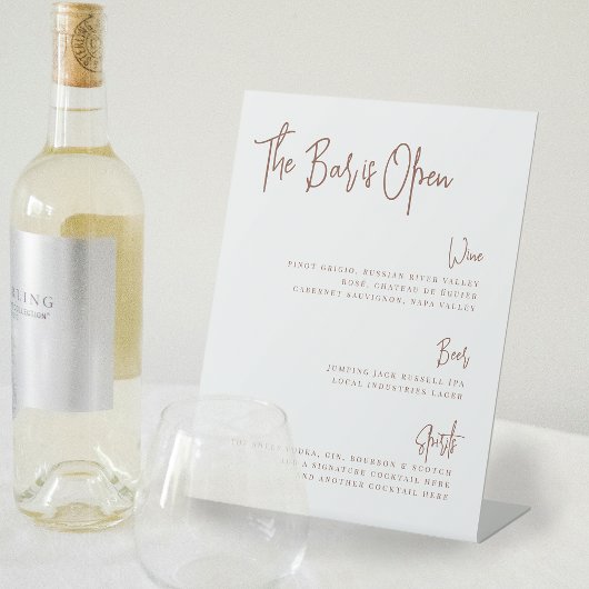 Signe De Table Rouille | Menu de barre de script manuscrit modern