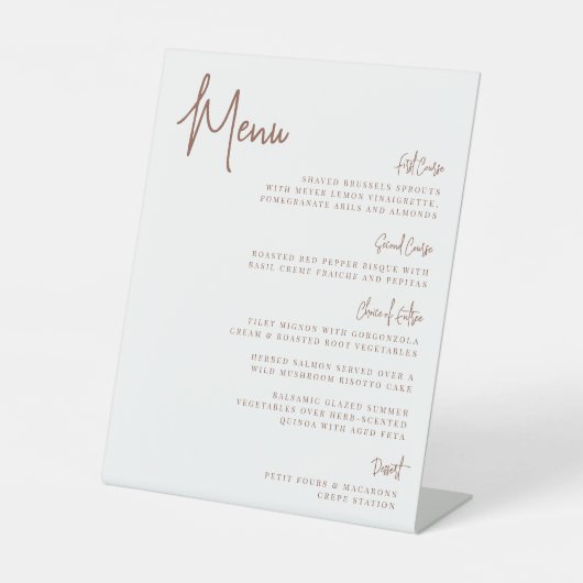 Signe De Table Rouille | Menu moderne manuscrit (Recto)