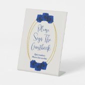 Signe De Table Royal Blue et Gold Geometry Quinceañera (Recto)