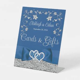 Signe De Table Royal Blue, Grey Love Hearts Mariage