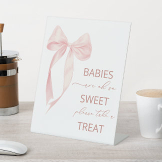 Signe De Table Ruban à arc élégant aquarelle bébé shower bébés s