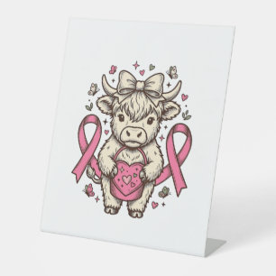 Signe De Table Ruban de sensibilisation au cancer de la vache des
