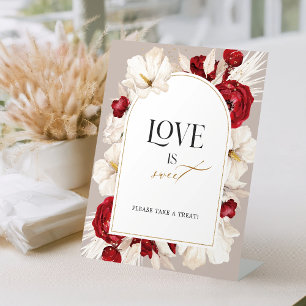 Signe De Table Ruby rouge et blanc mariage floral L'amour est dou