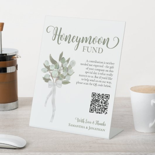 Signe De Table Russe Eucalyptus Bouquet Honeymoon Fund Code QR (In SItu)