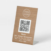 Signe De Table Rustic Ajouter Logo QR Bar Lounge Menu Restaurant (Recto)