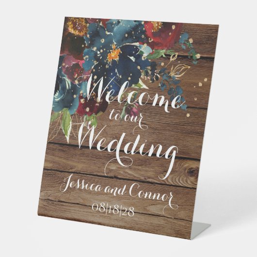 Signe De Table Rustic Barne Burgundy Marine Mariage de bienvenue (Recto)